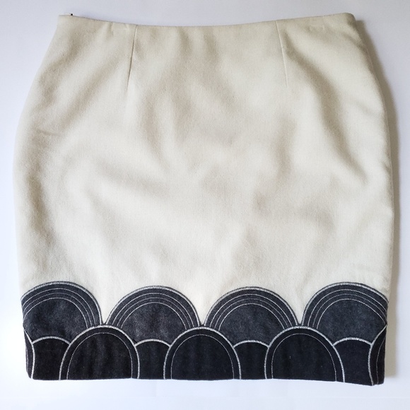 Boden | Cream Wool Skirt with Geometric Appliques - Picture 5 of 8